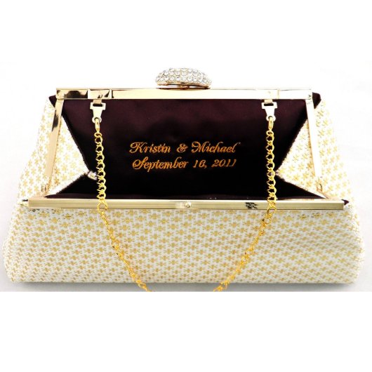 Aqua Blue, Champagne Lace And Dusty Rose Clutch (Inside)