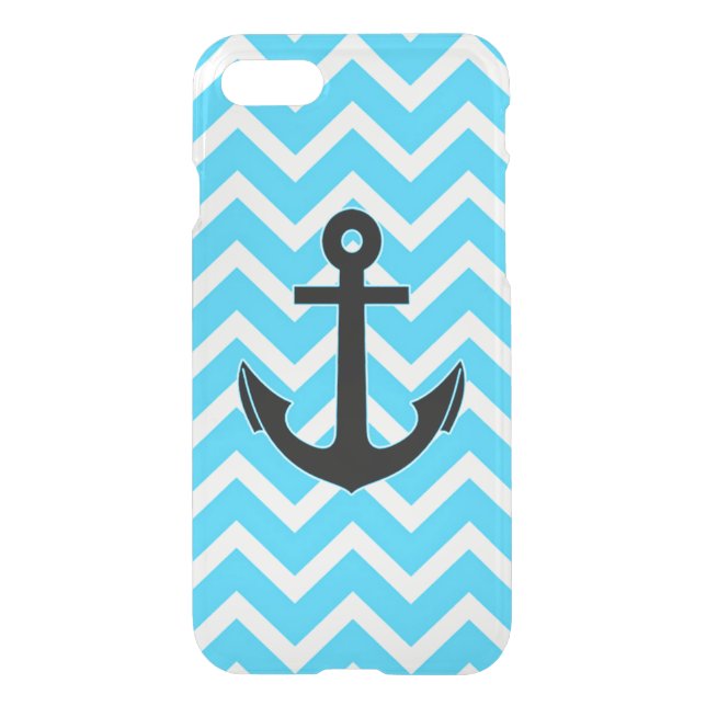 Aqua Blue Chevron Anchor Uncommon iPhone Case (Back)