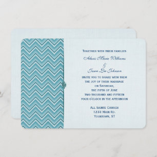 Aqua Blue Chevron Border Invitation