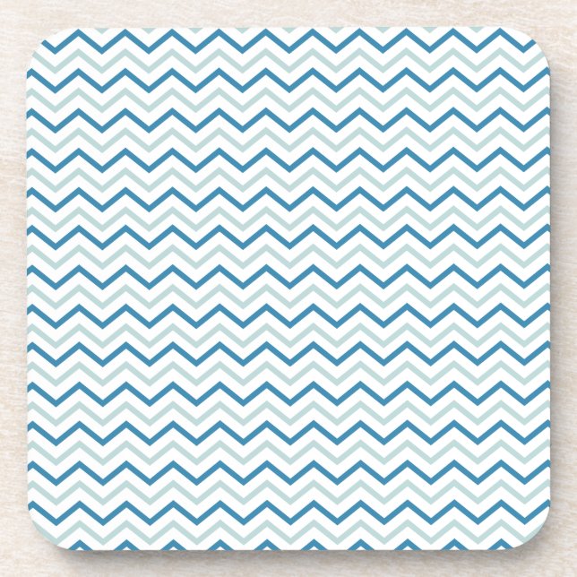 Aqua Blue Chevron Pattern Coaster (Front)