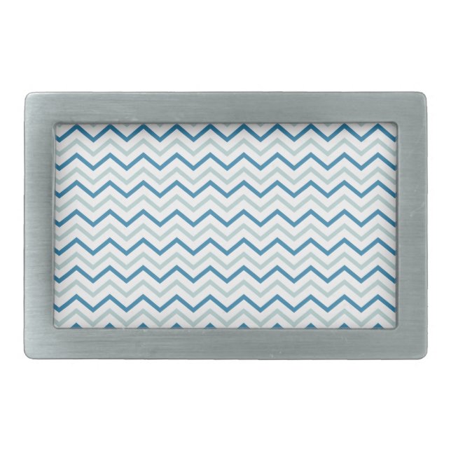 Aqua Blue Chevron Pattern Rectangular Belt Buckle (Front)