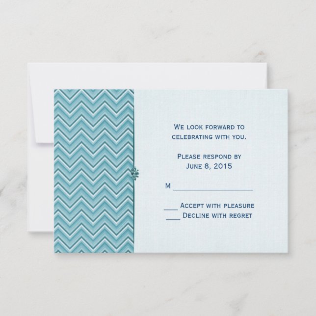 Aqua Blue Chevron RSVP Invitation (Front)