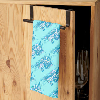 Aqua Blue Choo Choo Train Baby Shower Gifts Kitchen Towel