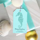 Aqua Blue Coastal Christmas Seahorse Glitter Gift Tags<br><div class="desc">These personalized cute aqua blue glitter seahorse gift tags will add the perfect finishing touch to your coastal themed Christmas gifts. Check out the collection for matching products and other colorways,  or message me through Zazzle Chat if you need a special matching product.</div>