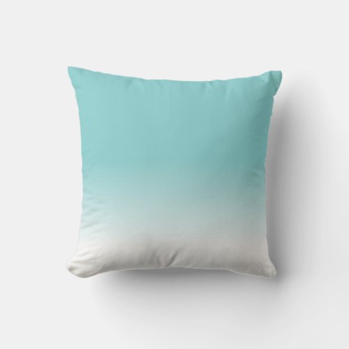 Aqua Blue Color of 2021 Popular Ombre Throw Pillow