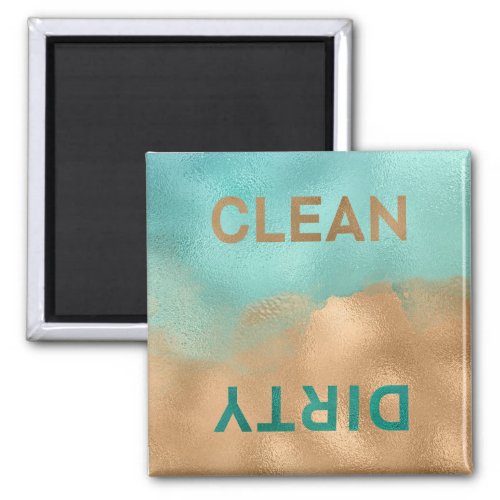 Aqua Blue Copper Foil Clean Dirty Dishwasher Magnet