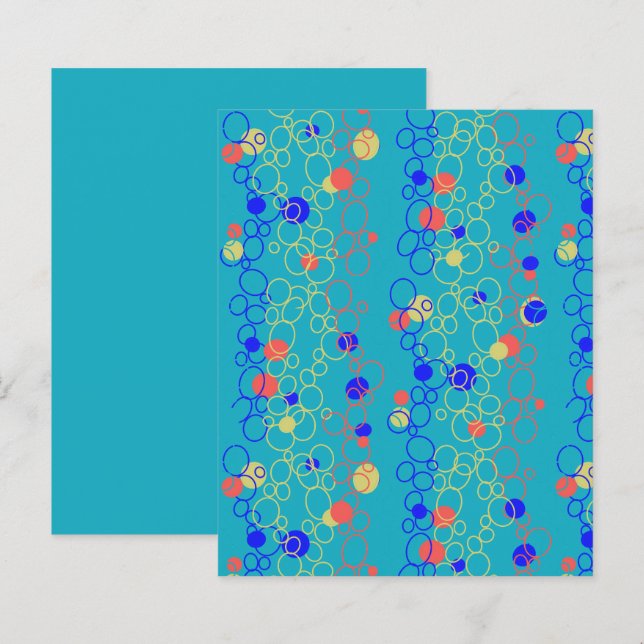 Aqua Blue Coral Lime Green Circle Scrapbook Paper (Front/Back)