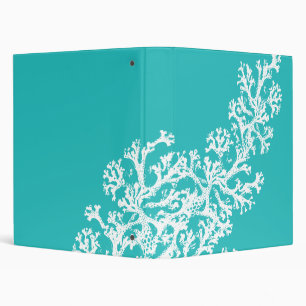 Aqua Blue Coral Motif Binder