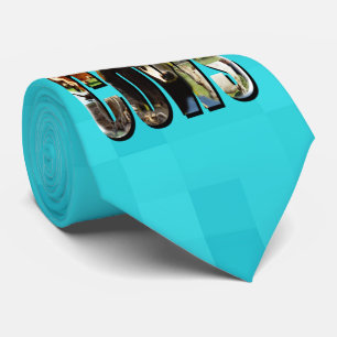 Aqua Blue Cows Logo With Cows, Neck Tie