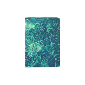 Aqua Blue Crackle Lacquer Grunge Pattern Passport Holder