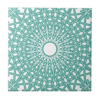 Aqua Blue Crocheted Lace Tile by StriveDesigns at Zazzle