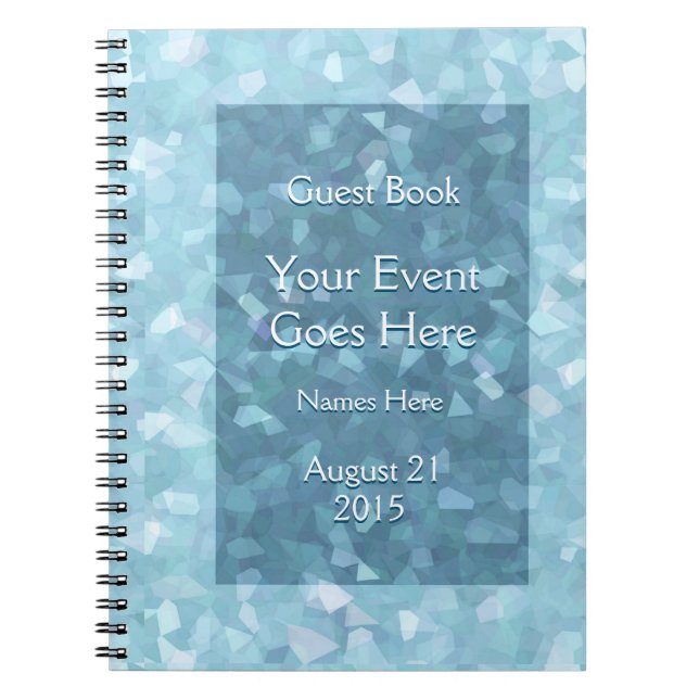 Aqua Blue Crystal Guest Book (Front)