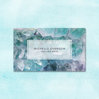 Aqua Blue Crystal Healing Arts Business Card by whimsydesigns at Zazzle
