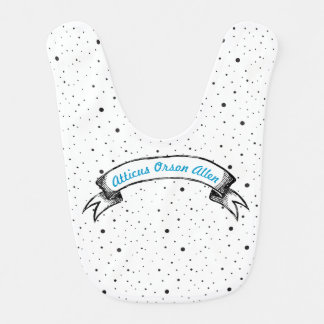 Aqua Blue Dalmatian Dots Vintage Banner Baby Boy Bib