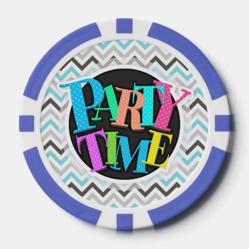 Aqua Blue Dark Gray Light Gray  White Chevron Poker Chips