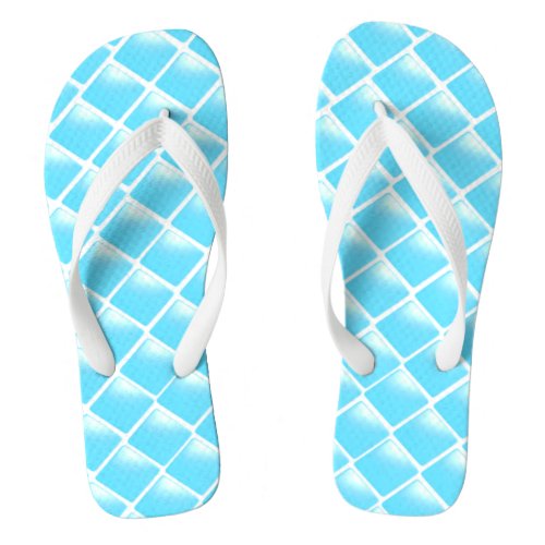 Aqua Blue Diamond Design Flip Flops
