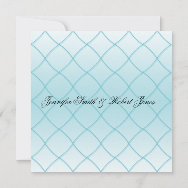 Aqua Blue Diamond Pattern Wedding Invitation (Front)