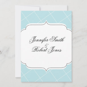 Aqua Blue Diamond Scallop Wedding Invitation