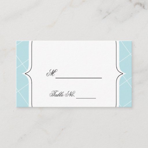 Customizable Aqua Blue Diamond Scallop Wedding Place Cards Business Card