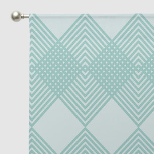 Aqua Blue Diamonds Argyle Pattern Sheer Curtains
