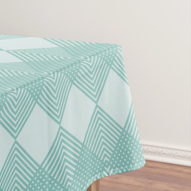 Aqua Blue Diamonds Circuit Board Pattern Tablecloth (In Situ)