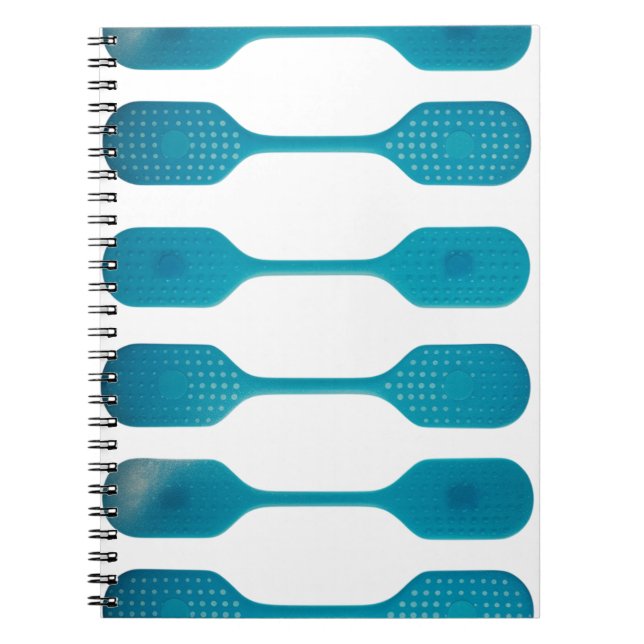 Aqua Blue Dot Grid Abstract Spiral Photo Notebook (Front)
