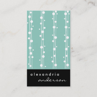 Aqua Blue Dots and Straw Business Cards