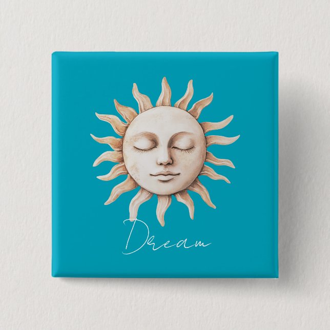 Aqua Blue dream Sicilian sun Button (Front)
