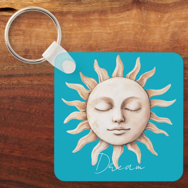 Aqua Blue dream Sicilian sun Keychain (Front)