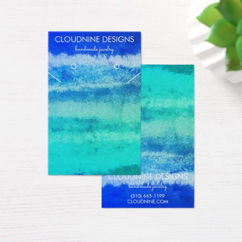 Aqua Blue Earring Necklace Jewelry Display Card