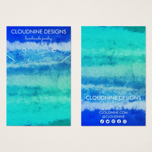 Aqua Blue Earring Necklace Jewelry Display Card (Front & Back)