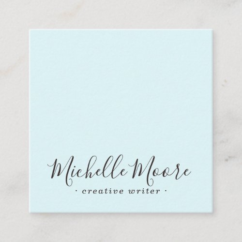 Aqua blue elegant minimalist feminine professional square business card