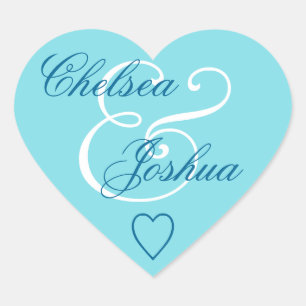 Aqua Blue Envelope Seal Wedding Heart V08