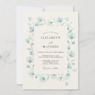 Aqua Blue Ethereal Spring Wedding Invitation