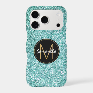 Aqua Blue Faux Glitter Name  iPhone 17 Pro Case