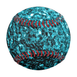 Aqua blue faux glitter sparkles bling baseball