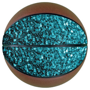 Aqua blue faux glitter sparkles bling basketball