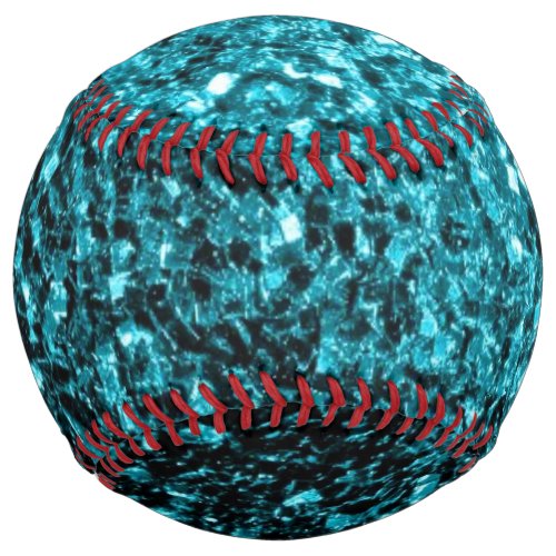 Aqua blue faux glitter sparkles bling softball