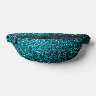 Aqua blue faux glitter sparkles fanny pack