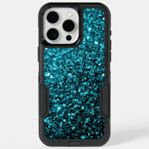 Aqua blue faux glitter sparkles iPhone 15 pro max case