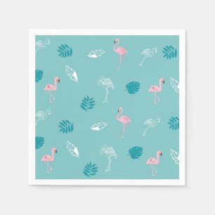 Aqua Blue Flamingo Paper Napkins