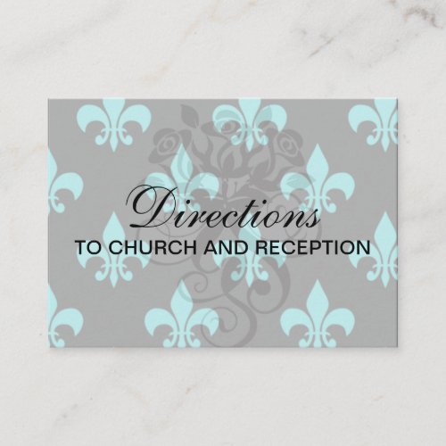 aqua blue fleur de lis pattern business card