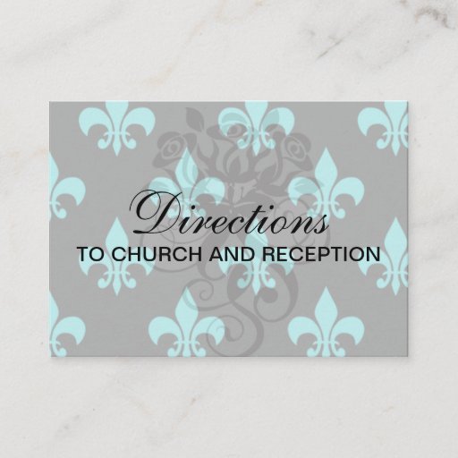 Customizable aqua blue fleur de lis pattern business card