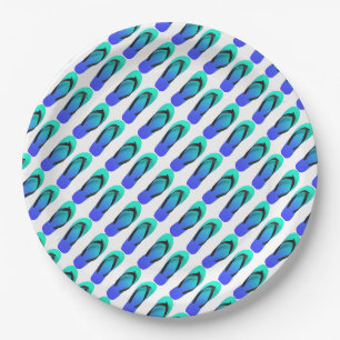 Aqua Blue Flip Flops Paper Plates