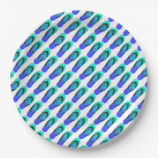 Aqua Blue Flip Flops Paper Plates