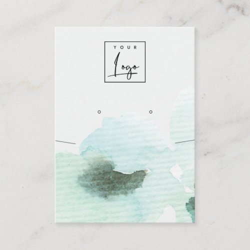 Aqua Blue Floral Abstract Earring Logo Display Business Card