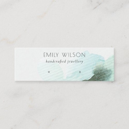 Aqua Blue Floral Abstract Stud Earring Display Mini Business Card