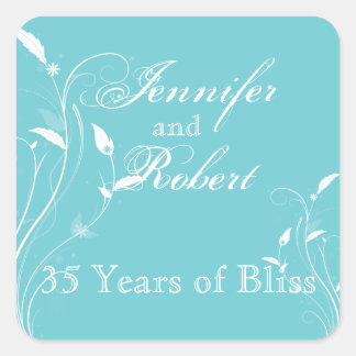 Aqua Blue Floral Filigree Envelope Seal