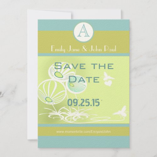 Aqua Blue Flowers and Bees Wedding Invitation
