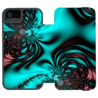 Aqua Blue Fractal Incipio Watson™ iPhone 5 Wallet Case